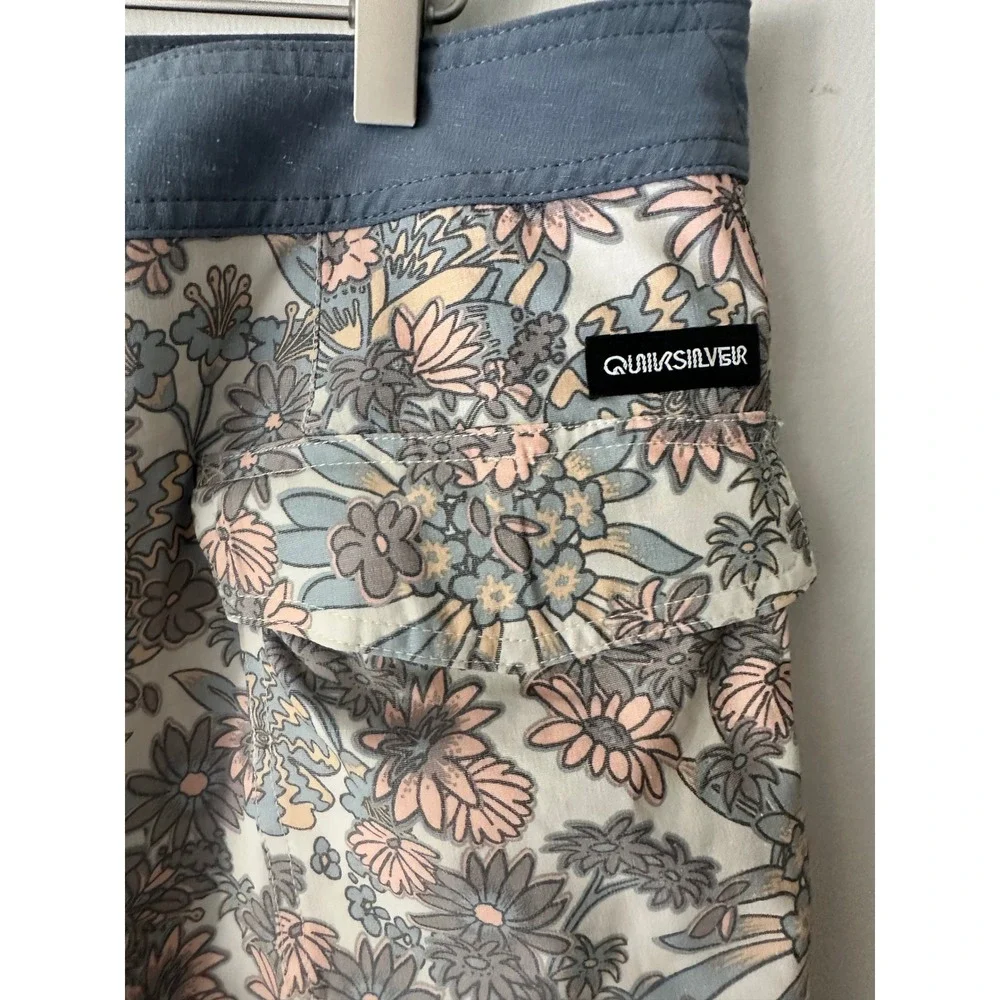Quiksilver Highline Board Shorts Mens 38 Floral Recycled Hemp Stretch SwimTrunks